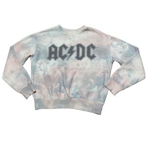 AC/DC Crewneck Sweatshirt Women’s S Pastel Tie Dye Pullover Long Sleeve Top